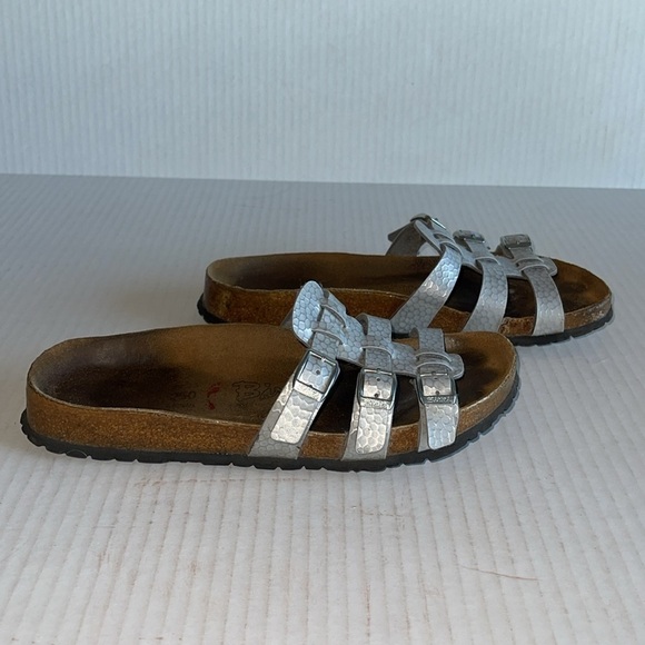 Birki By Birkenstock Silver Pebbled Xenia Sandals - Picture 4 of 8